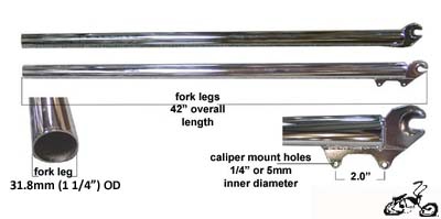 42" Chopper Fork Legs with Caliper Mounts - CHROME