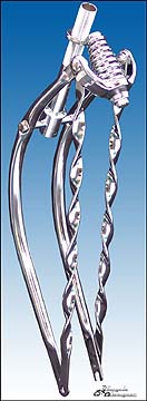 26" Bent Twist Springer Fork Heavy Duty - CHROME