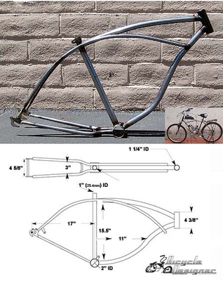 Cruiser Bicycle Frame 26" Raw Metal