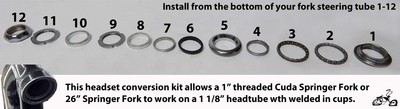 Headset Conversion Kit 1 1/8" to 1" - After Market Onex 29"