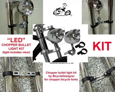 LED Chopper Bullet Light Kit CHROME