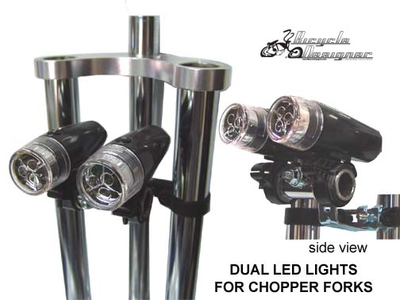 Dual LED Chopper Bullet Light Kit BLACK