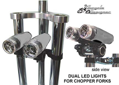 Dual LED Chopper Bullet Light Kit SILVER