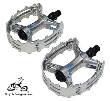 1/2" Cruiser Bicycle Pedals Alloy Grip SILVER (pair)