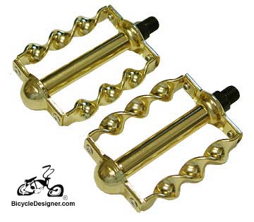 1/2" Lowrider Bicycle Pedals Flat Twist GOLD (pair)