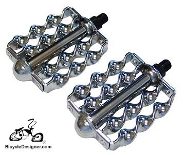 1/2" Lowrider Bicycle Pedals Flat Double Twist CHROME (pair)