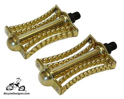 1/2" Lowrider Bicycle Pedals Double Twist Butterfly GOLD (pair)