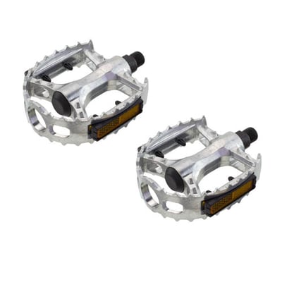 9/16" Cruiser Bicycle Pedals Alloy Grip SILVER (pair)