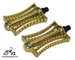 1/2" Lowrider Bicycle Pedals Double Twist Butterfly GOLD (pair)