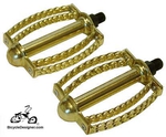 1/2" Lowrider Bicycle Pedals Double Round Twist Butterfly GOLD (pair)