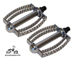 1/2" Lowrider Bicycle Pedals Double Round Twist CHROME (pair)