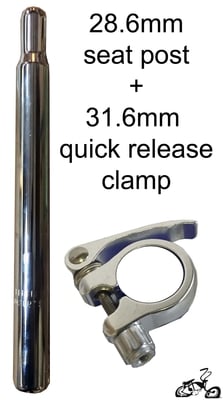 Seat Post and Clamp For Stretch Frame and Chainguard - CHROME