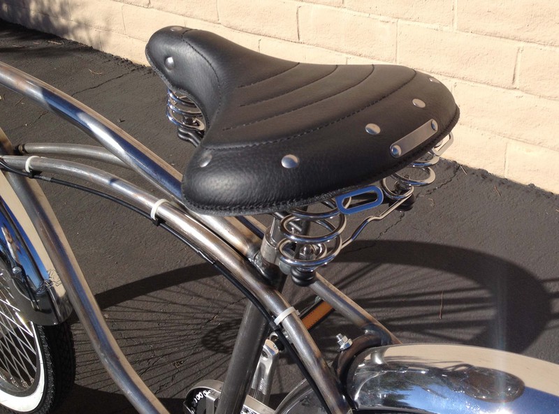 Vintage Leather Cruiser Bike SADDLE  Custom Chopper Schwinn Bicycle Comfort Seat