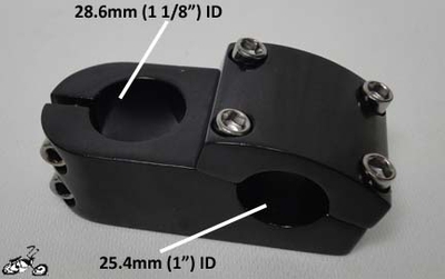 Chopper Bicycle Stem for 1" handlebar x 1 1/8" steering tube - BLACK