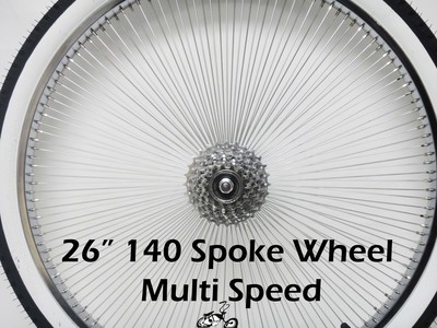 26" 140 Spoke Wheels For Multi Speed Sprocket