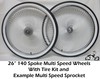 26" 140 Spoke Wheels For Multi Speed Sprocket