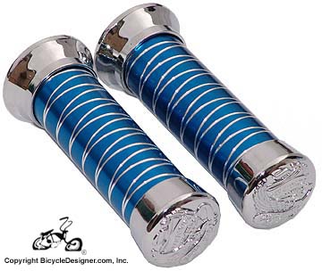 Deluxe Cross Line Bicycle Grips BLUE