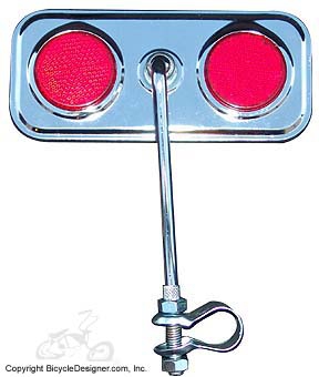 Lowrider Bicycle Mirror Rectangle RED/CHROME