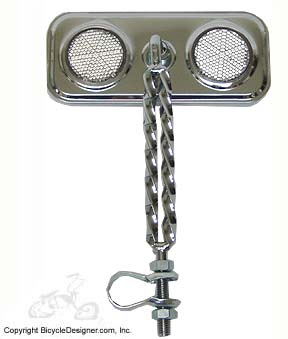 Lowrider Bicycle Mirror Rectangle DOUBLE TWIST CLEAR/CHROME (each)