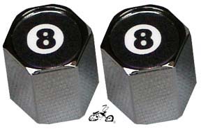 8-ball LUG Valve Cap CHROME (pair)