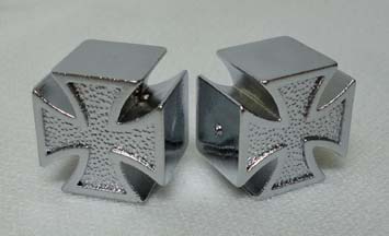 Chopper Cross Valve Cap CHROME (pair)