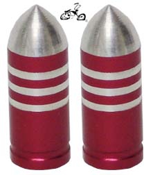 Bullet Valve Cap RED STRIPE (pair)