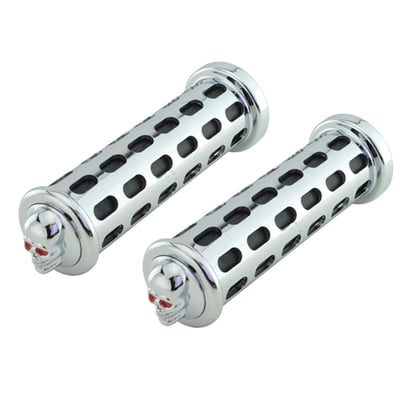Deluxe Bicycle Grips Black Dot Skull