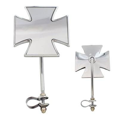 Chopper Bicycle Mirror Iron Cross CHROME