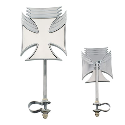 Chopper Bicycle Mirror Iron Cross Wing CHROME