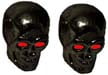 Metal Skull Valve Cap Black with Red Eyes (pair)