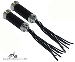 Deluxe Bicycle Grips BLACK + LEATHER STREAMER