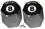 8-ball LUG Valve Cap CHROME (pair)