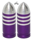 Bullet Valve Cap PURPLE STRIPE (pair)
