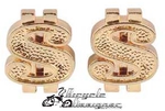 Dollar Sign Valve Cap GOLD (pair)