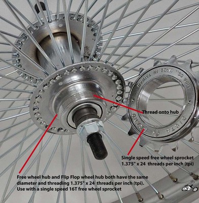 wheel sprocket hub flop flip duty heavy spoke speed single bicycle bike parts wheels tooth chrome motorized rear brake axle