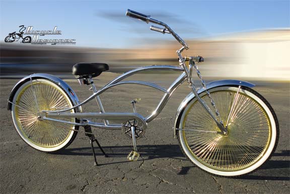 GOLD TRIPLE TWIST EXTENDED SPRINGER FORK CROWN BEACH CRUISER LOWRIDER BICYCLES 
