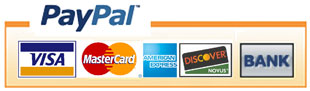 PayPal, Visa, Mastercard, AMEX, Discover, Bank