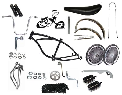 Lowrider Bike Kit with 20" 140 Spoke - BLACK