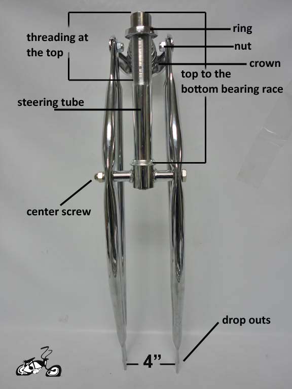 Spring Fork Twisted Extended Crown Chrome lowrider beach cruiser bicycle 