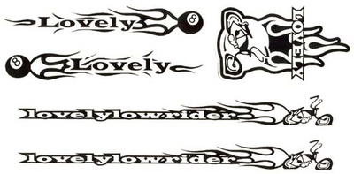 LovelyLowrider Bicycle Sticker Set BLACK (each)